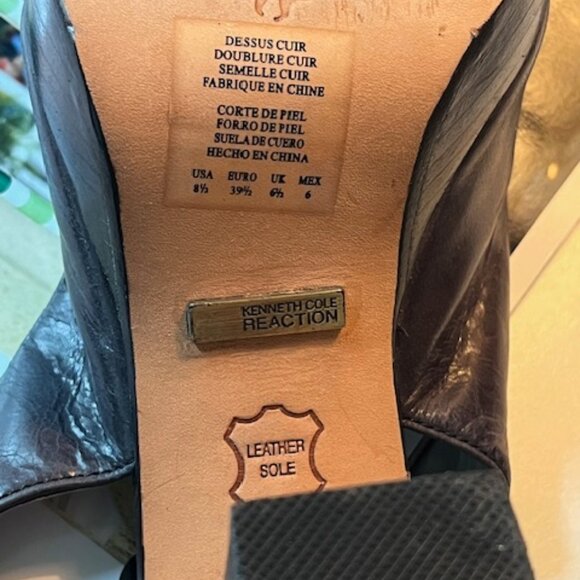 Kenneth Cole Navy Leather Slingback Open Toe Platform Heels with box - Picture 4 of 9